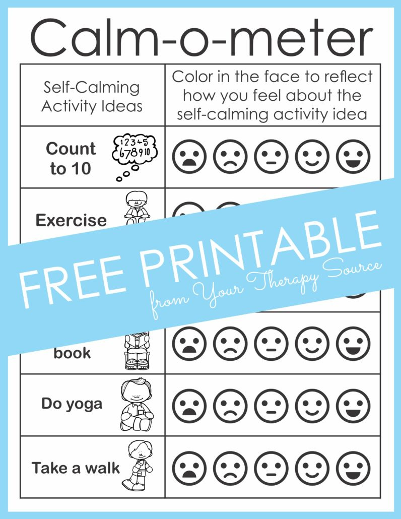 Calm Down Corner Ideas - Free Printables - Your Therapy Source in Calm Down Cards Free Printable