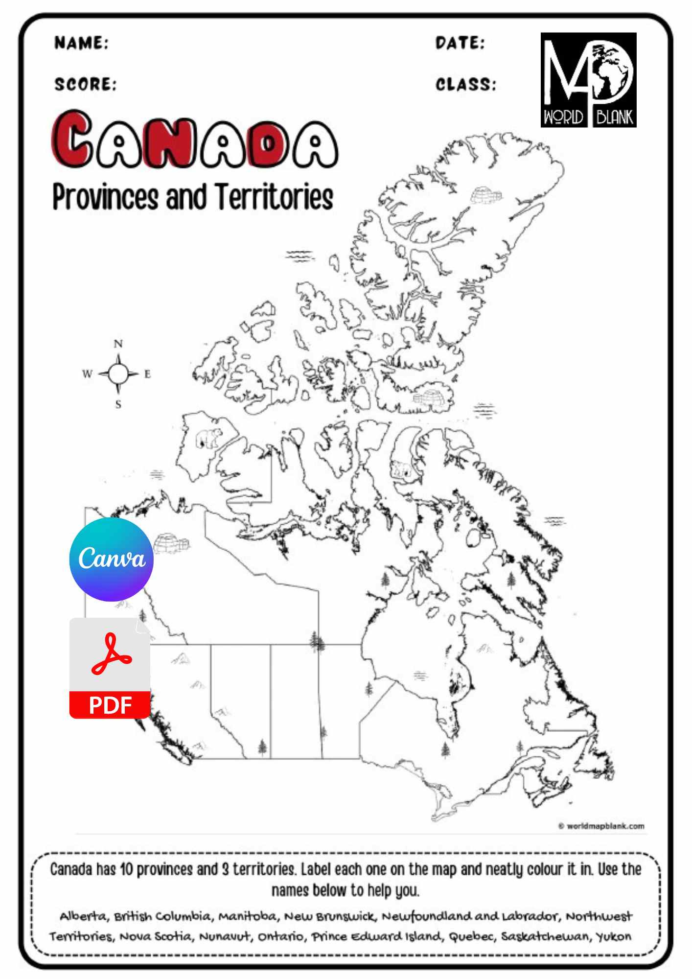 Canada Map Worksheets: Provinces, Territories &amp;amp; Capitals throughout Free Printable Blank Map Of Canada With Provinces And Capitals