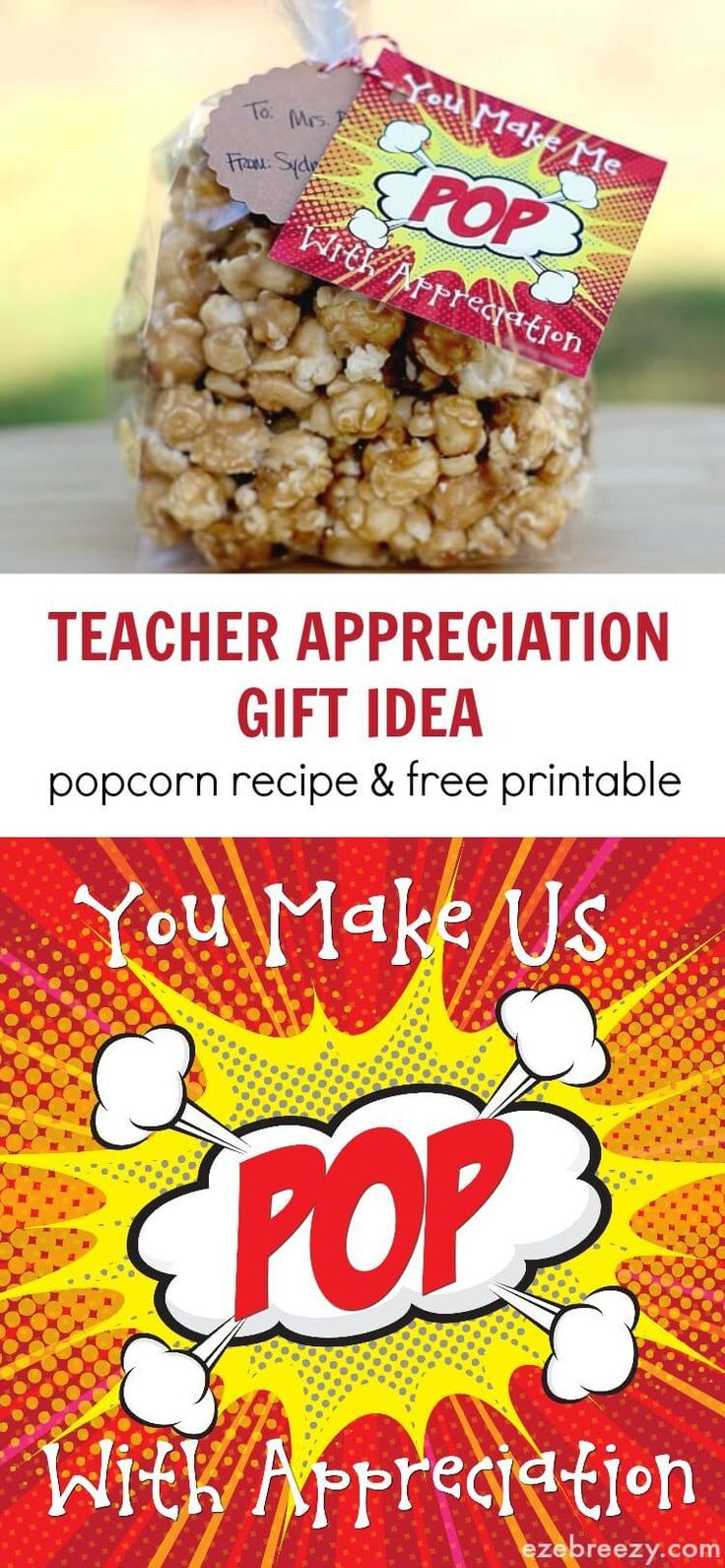 Caramel Popcorn with Free Popcorn Teacher Appreciation Printable