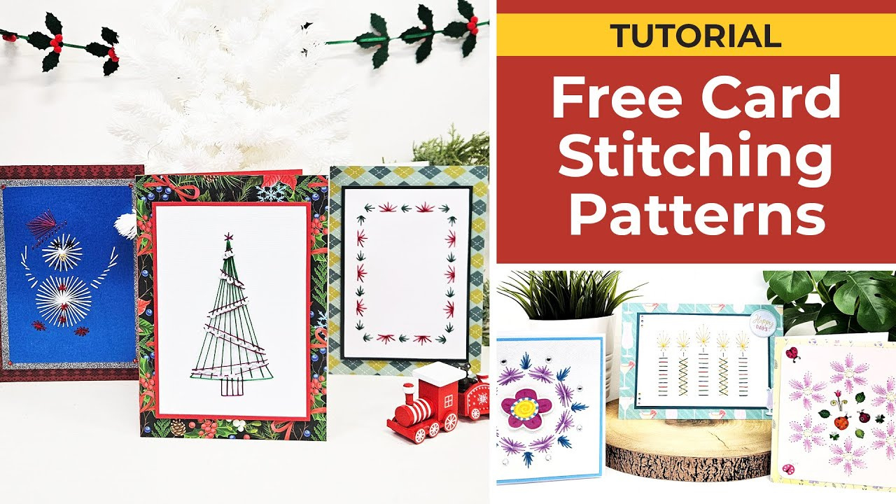 Card Stitching Patterns 🧵 Paper Embroidery On Cards! for Free Printable Pricking Card Patterns