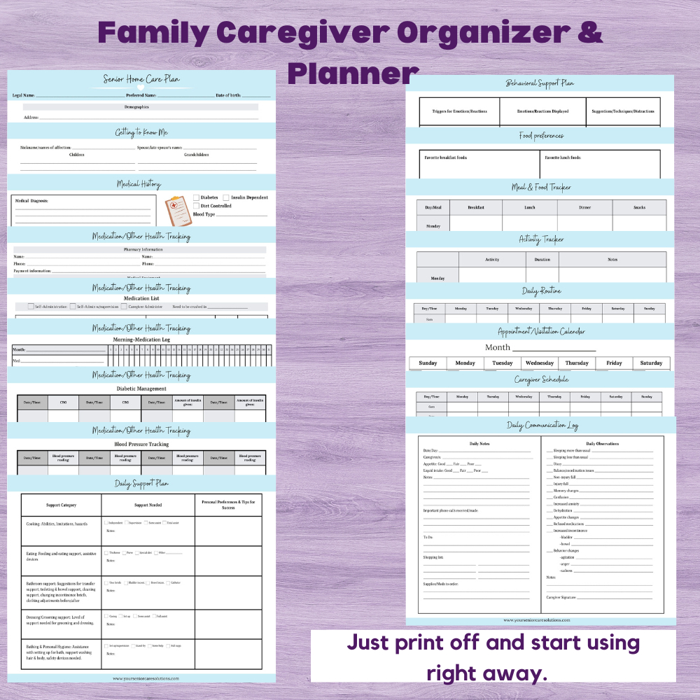Caregiver Organizer &amp;amp; Planner-Instant Download &amp;amp; Print - Your Senior Care Solutions with regard to Free Printable Caregiver Inservices For Elderly