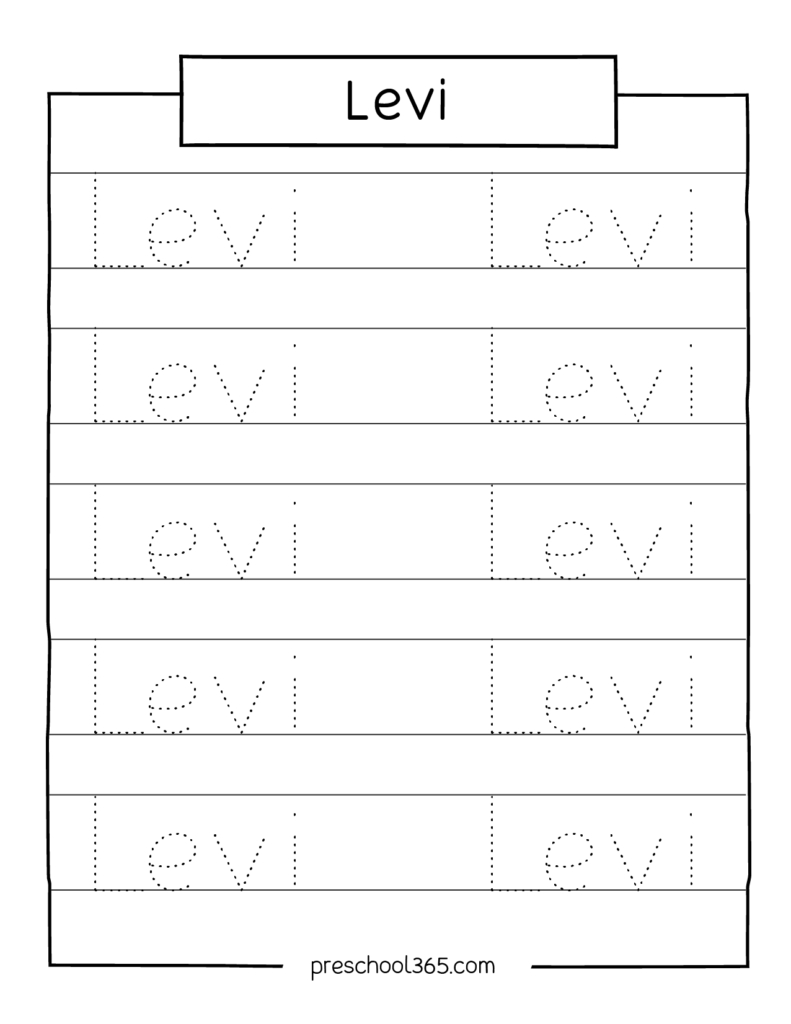 Carson Sadie Levi Rolan Madelyn Name Tracing Sheet throughout Free Preschool Name Printables