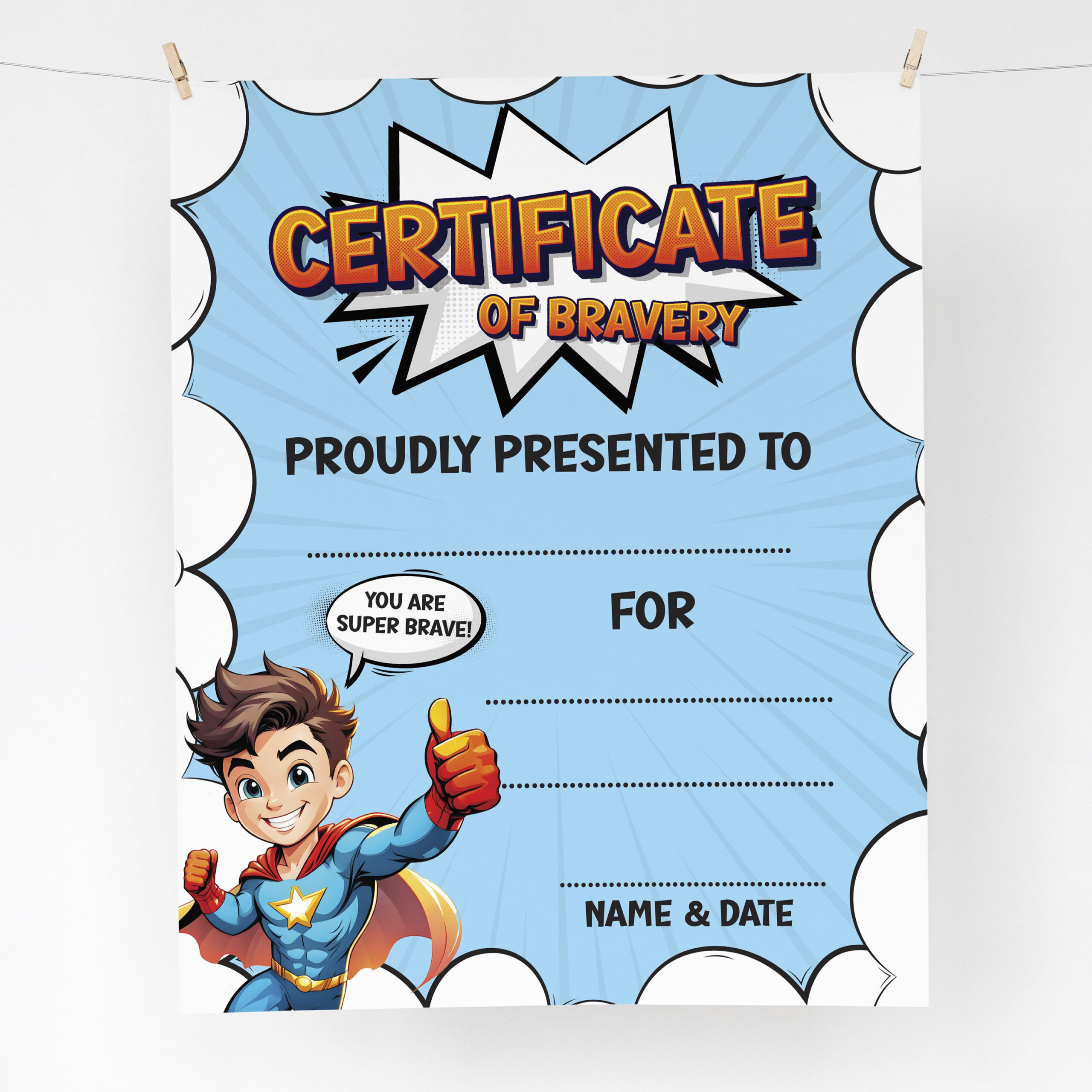 Certificate Of Bravery With Superhero, Comic Style Diploma Of for Free Printable Superhero Awards