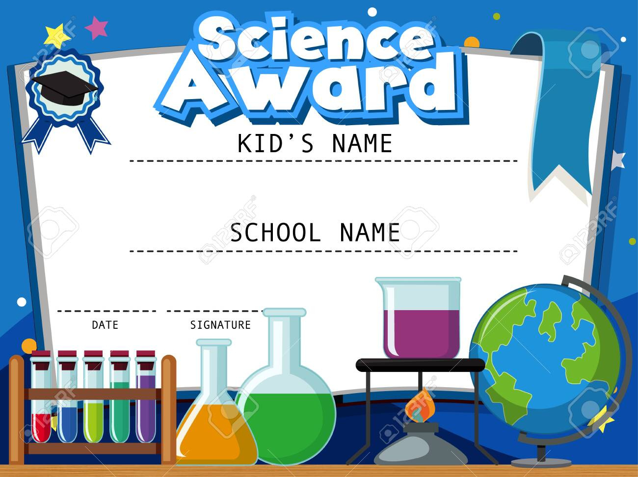 Certificate Template For Science Award With Science Equipments In pertaining to Free Science Award Templates