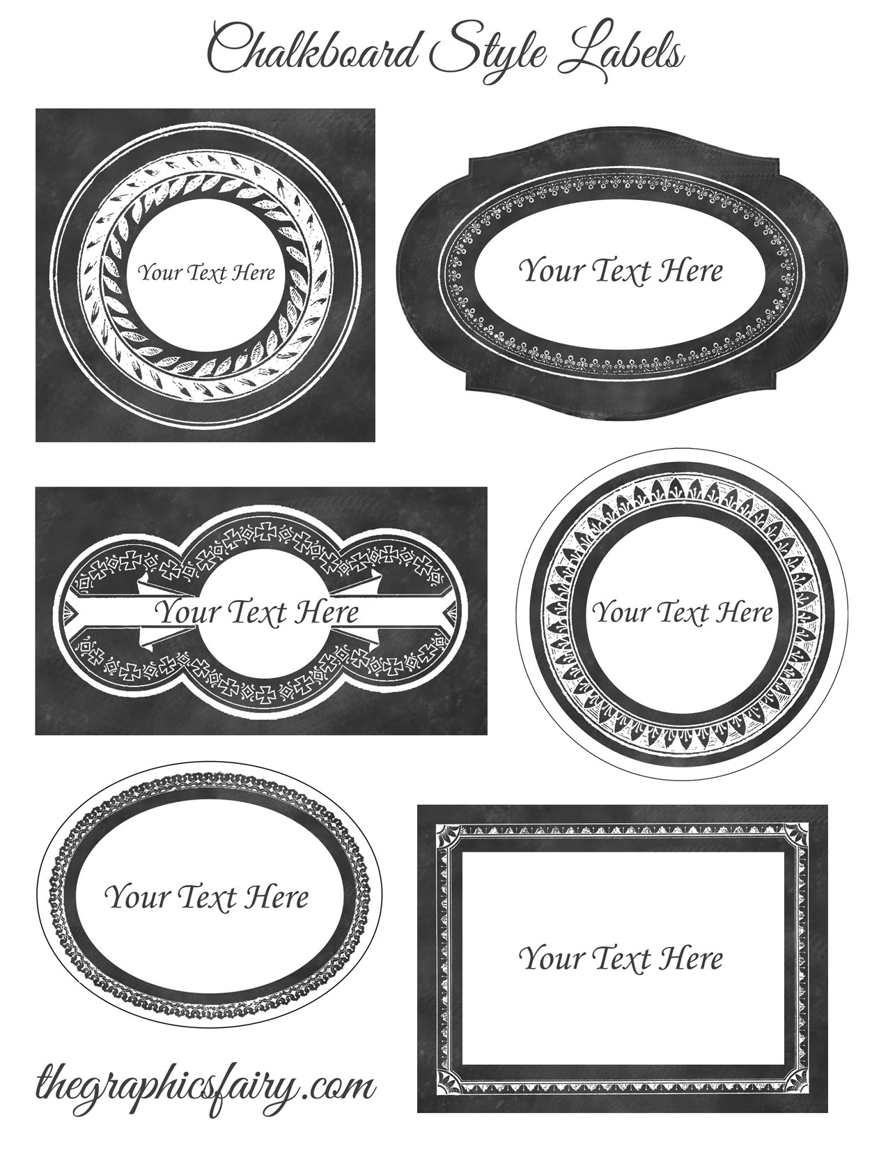 Chalkboard Style Printable Labels - Editable! - The Graphics Fairy for Editable Printable Labels Free