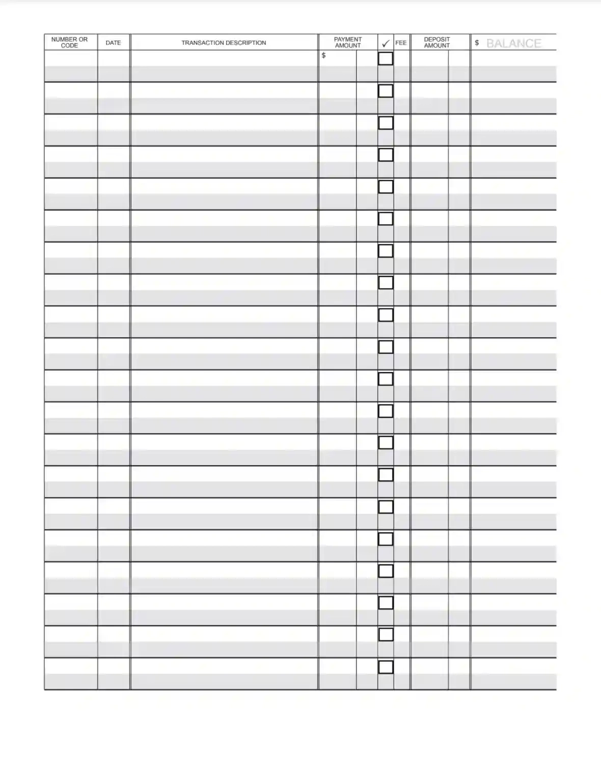 Check Register Template ≡ Fill Out Printable Pdf Forms Online within Free Printable Check Register Sheets