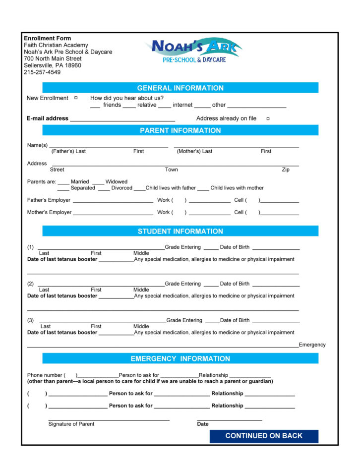 Free Printable Daycare Forms Templates Free Printable Daycare Forms Templates