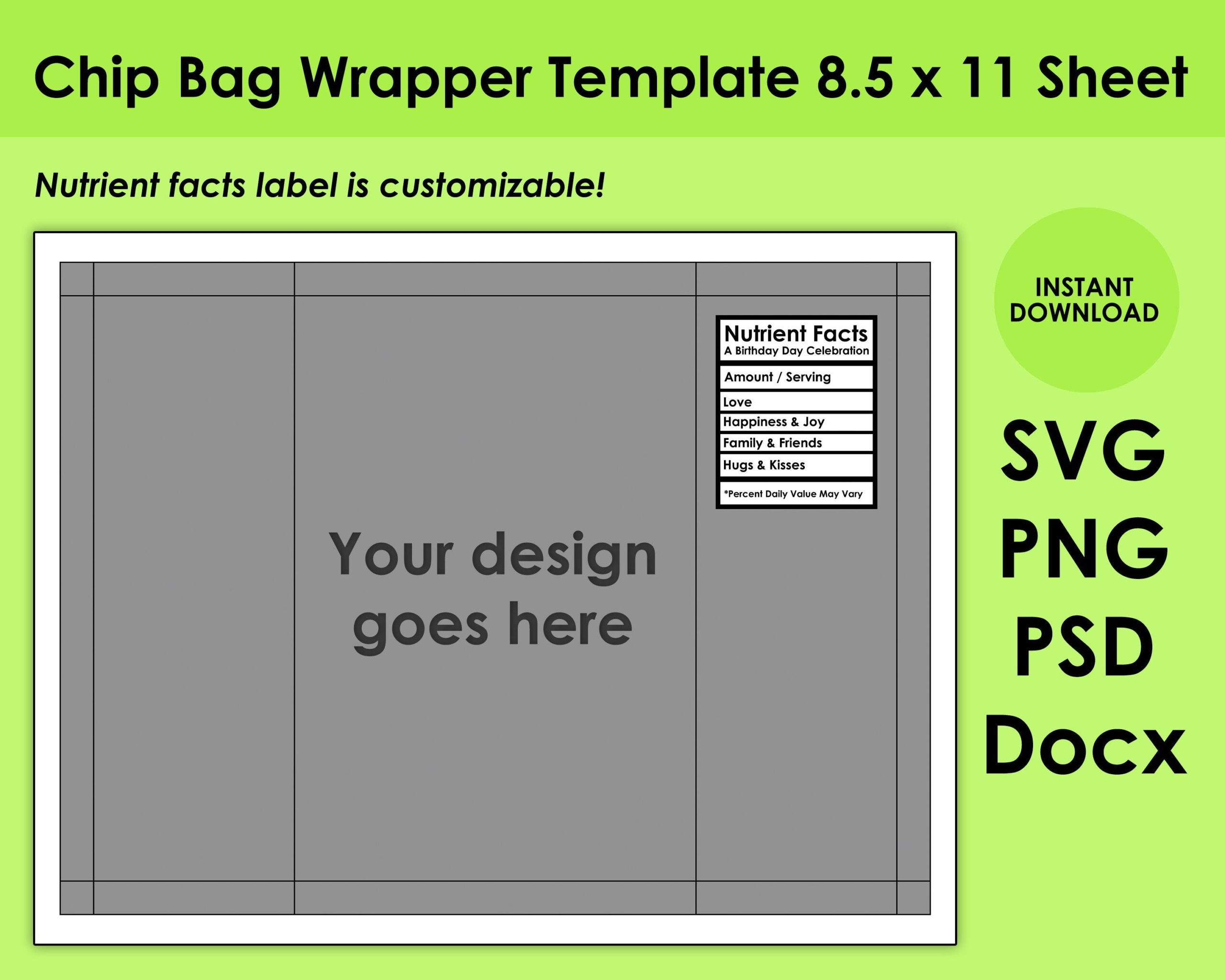 Chip Bag Template, Blank Template, Potato Chip Bag 8.5X11 Sheet throughout Free Downloadable Chip Bag Template
