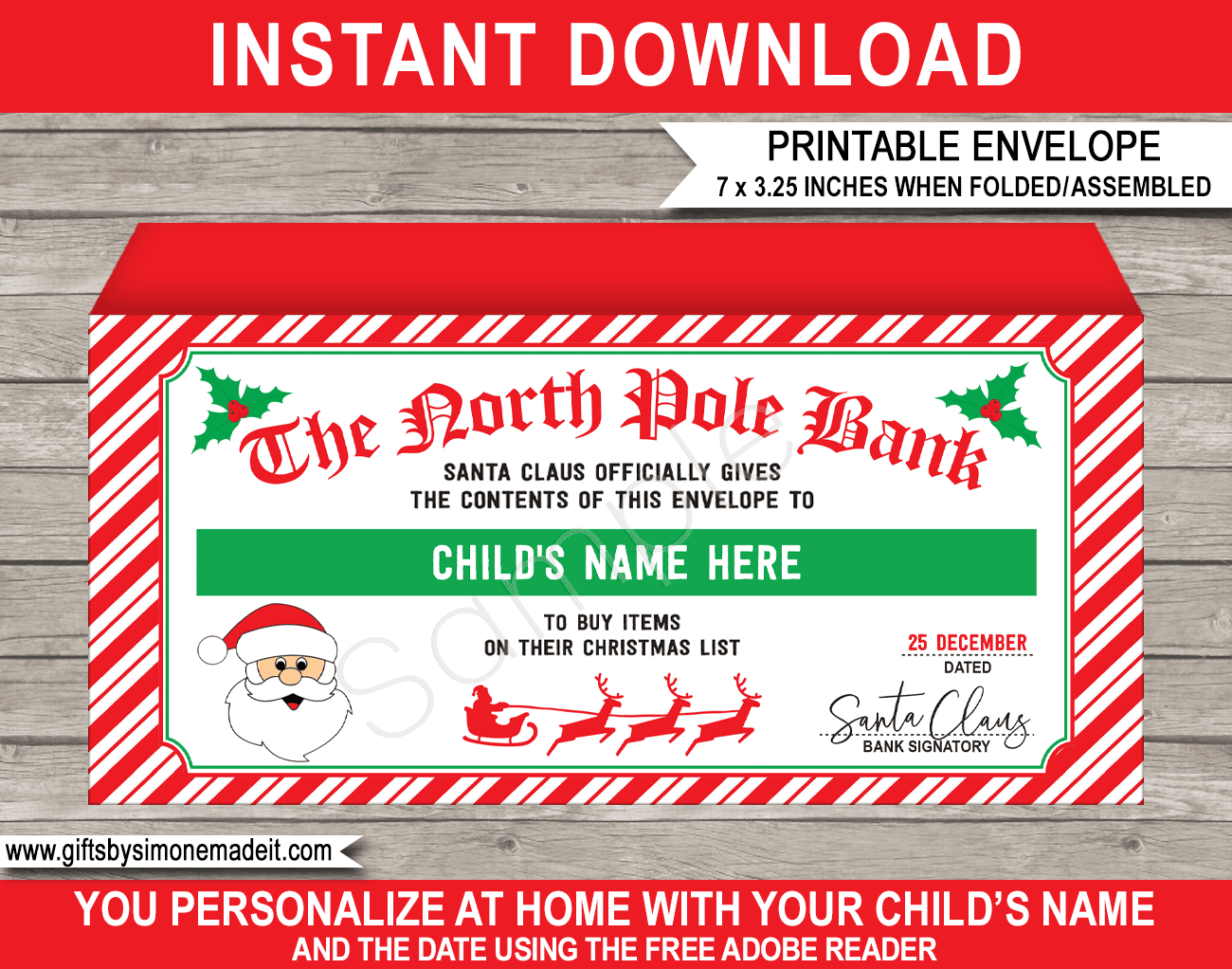 Christmas Money Envelope (From Santa) - Red &amp;amp; Green regarding Free Printable Christmas Money Holders