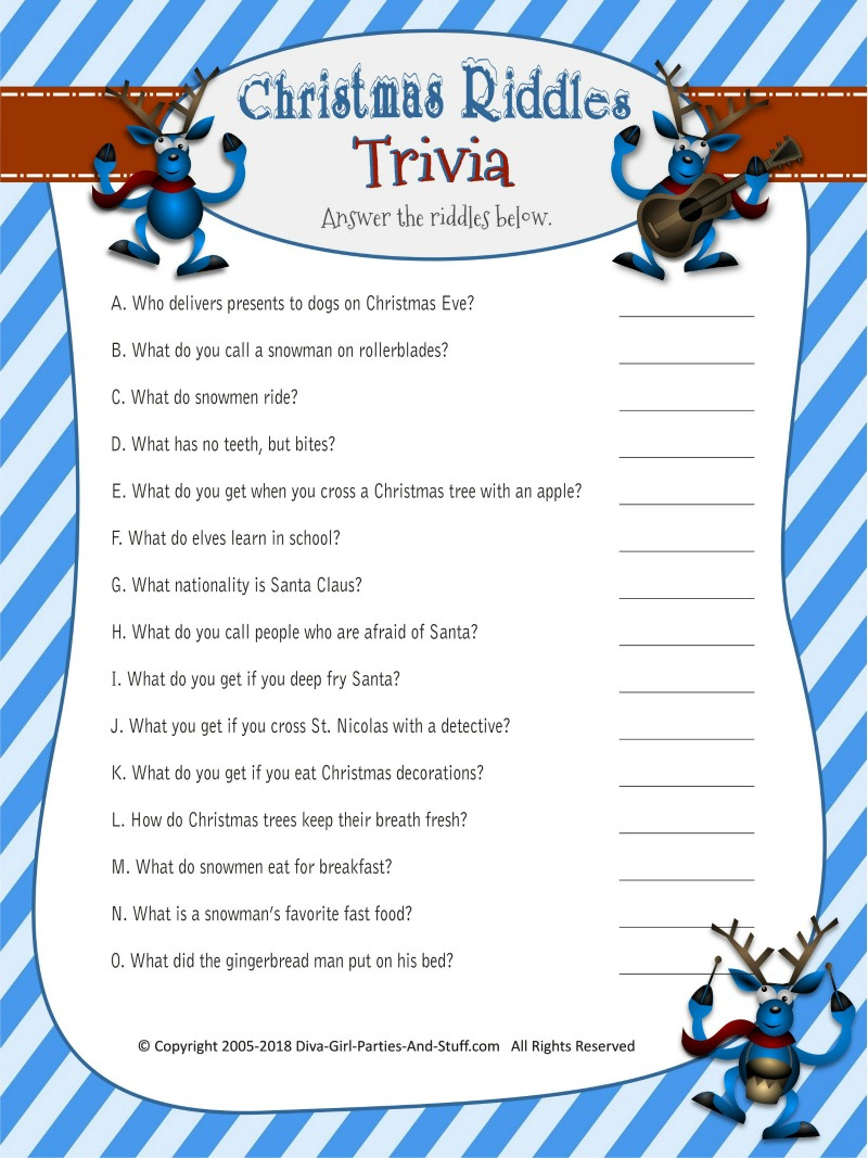 Christmas Riddles Trivia Game | 2 Printable Versions With Answers in Free Printable Riddles For Adults