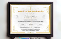 Church Certificate, Religious Gold Certificate. Editable with Free Confirmation Certificate Template