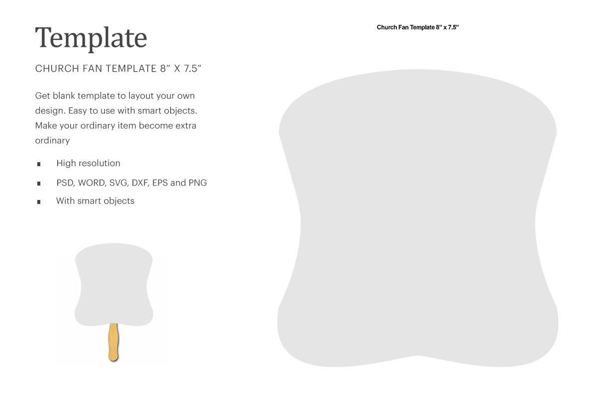 Church Fan Template 8&amp;quot;X7.5&amp;quot;| Compatible With Silhouette Studio regarding Free Printable Hand Fan Templates