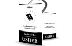 Church Usher Badge – Custom Badge, Usher Id, Id Badge with regard to Church Usher Hand Signals Printable Download