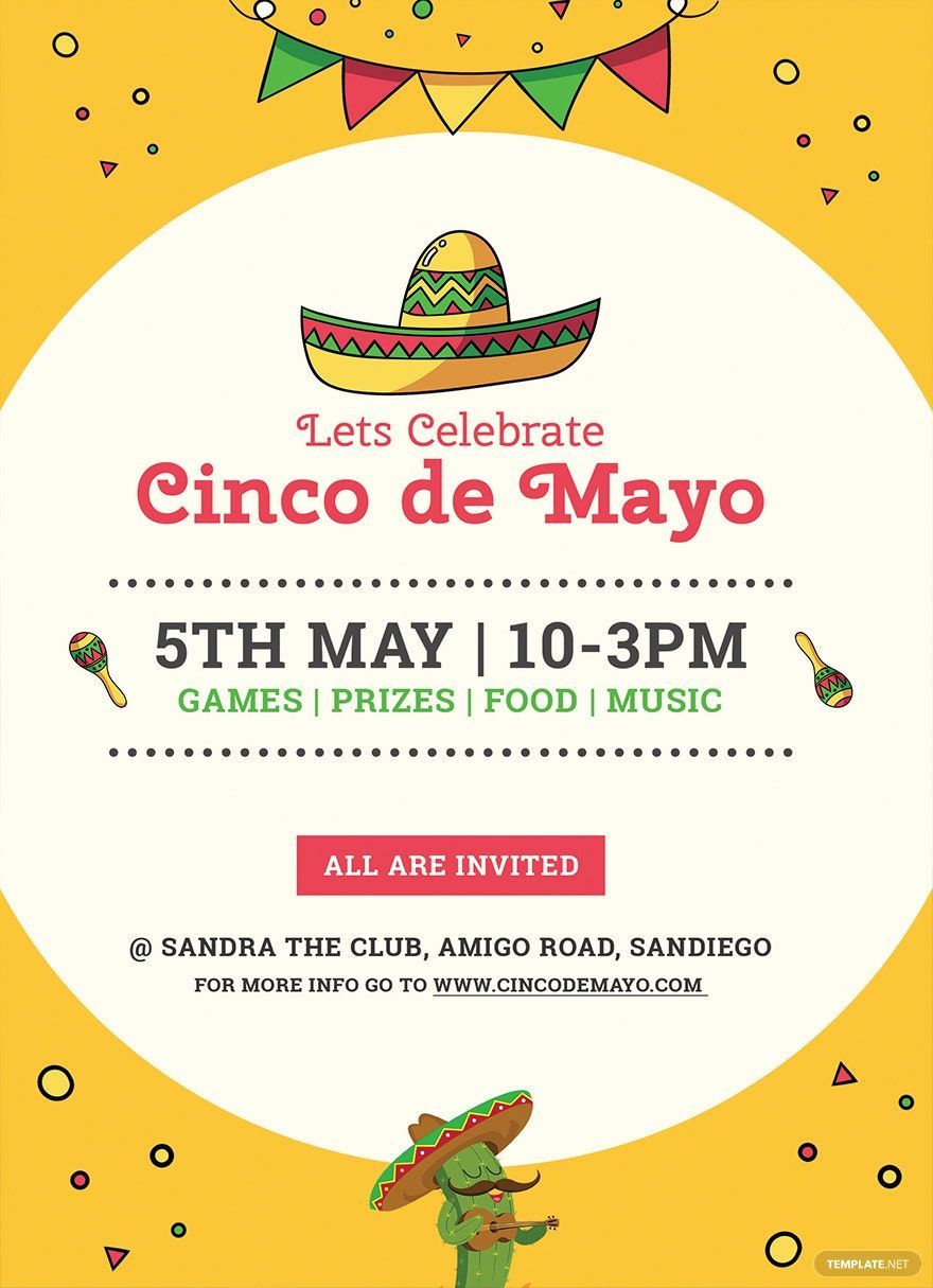 Cinco De Mayo Day Invitation Template In Word, Pages, Psd pertaining to Cinco De Mayo Free Printable Invitations