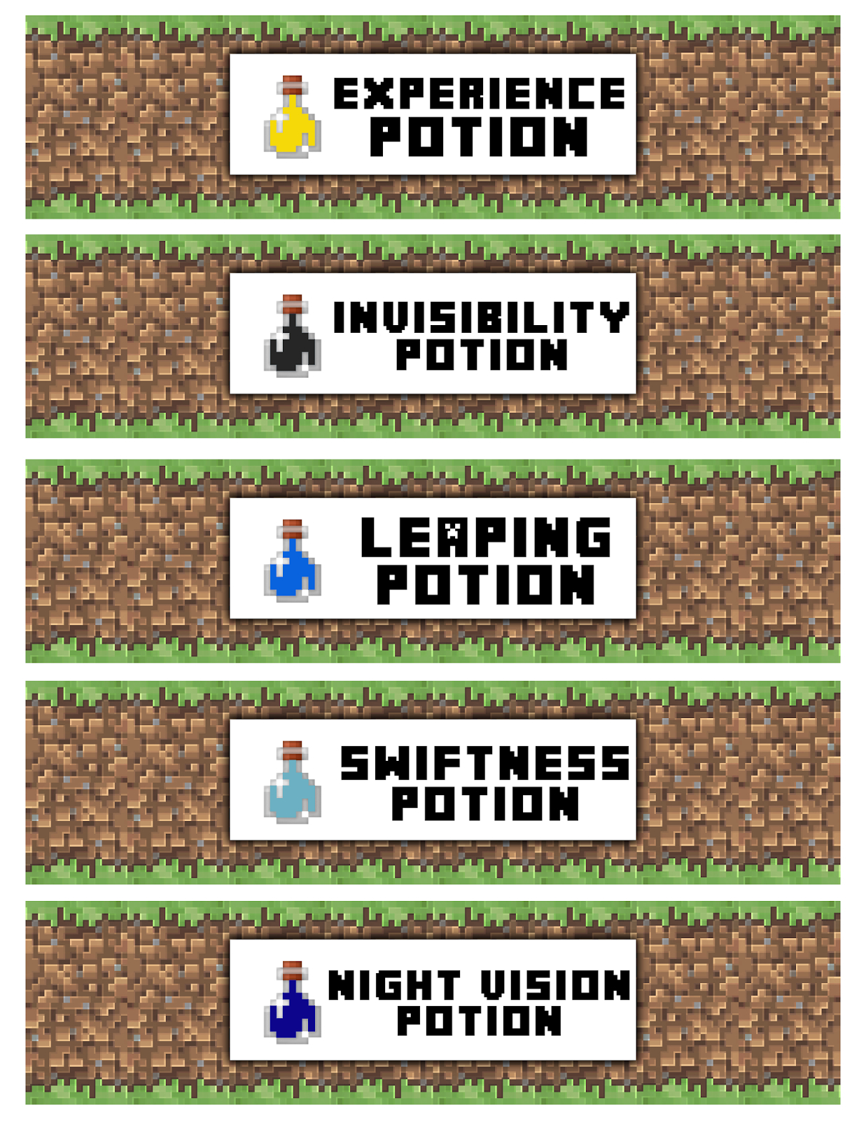 Clip Art &amp;amp; Party Printables - Web Digital Papers: Free Printable for Minecraft Water Bottle Label Free Printable