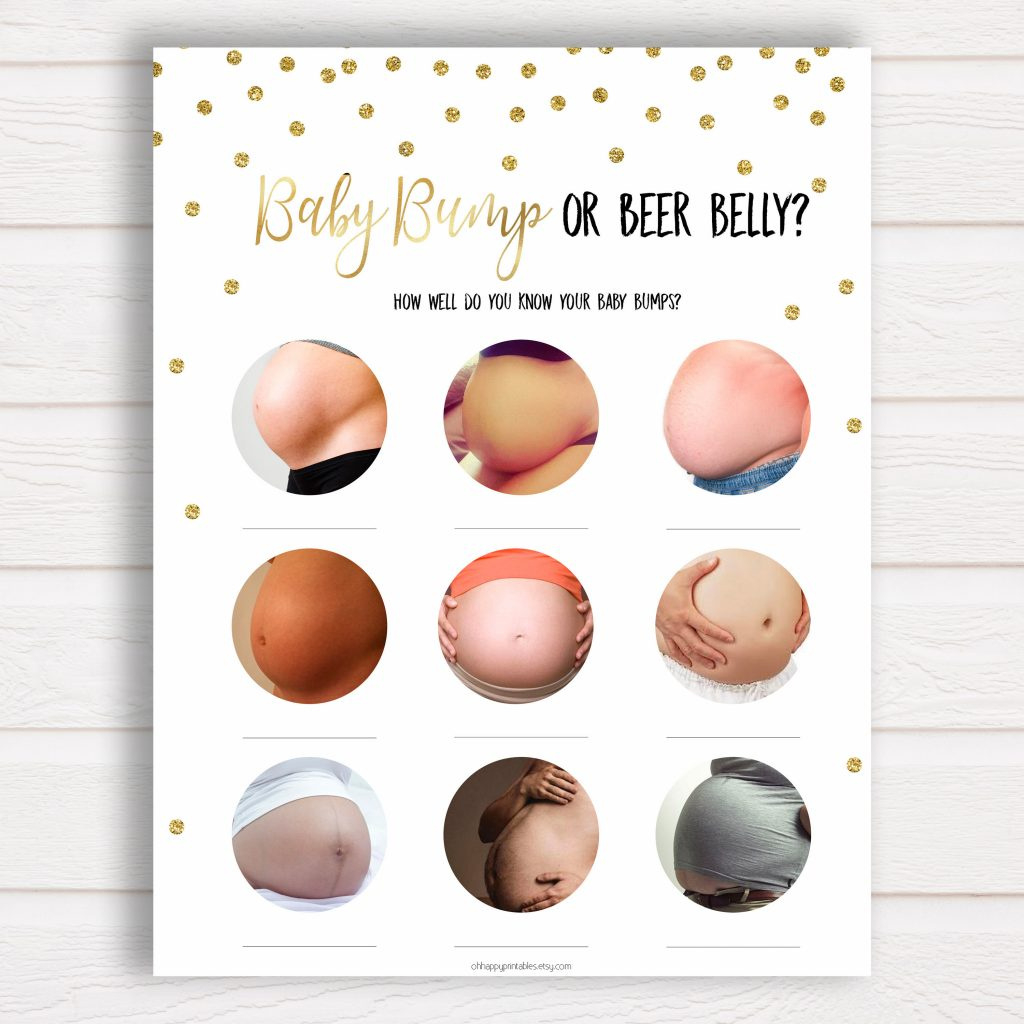 Coed Baby Shower Games - Fun &amp;amp; Funny Baby Shower Games For Men with regard to Beer Belly Or Pregnant Belly Free Printable With Answers
