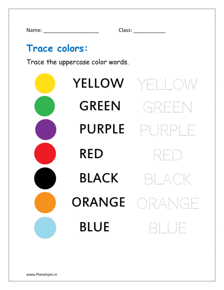 Color Words Printable Free