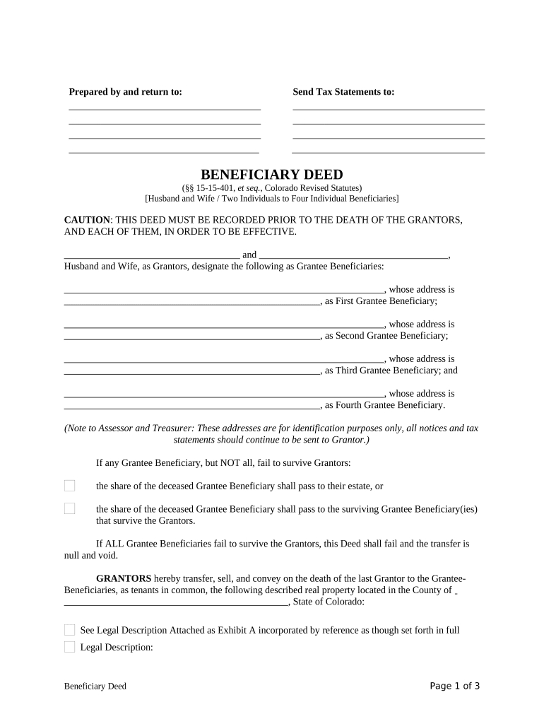 Colorado Beneficiary Deed Form: Pre-Built Template | Airslate intended for Free Printable Beneficiary Deed Colorado