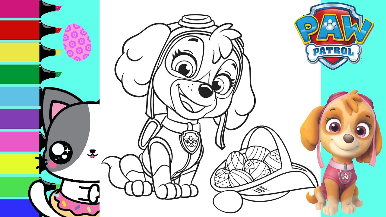 Coloring Paw Patrol Skye Easter Basket Fun Coloring Book | Sprinkled Donuts Jr regarding Paw Patrol Easter Printables