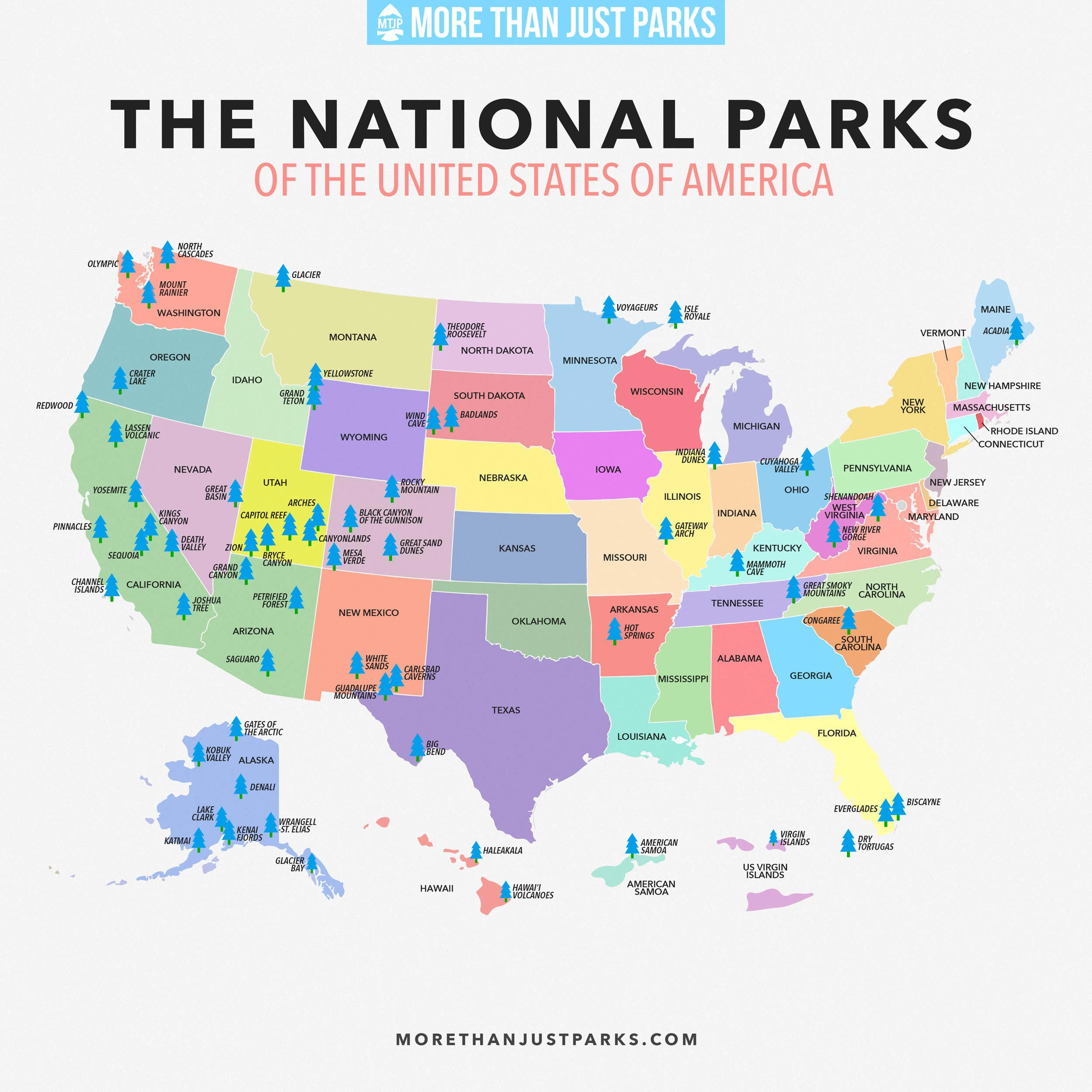 Complete National Parks List 2024 (+ Printable Map) inside Free Printable Map of National Parks