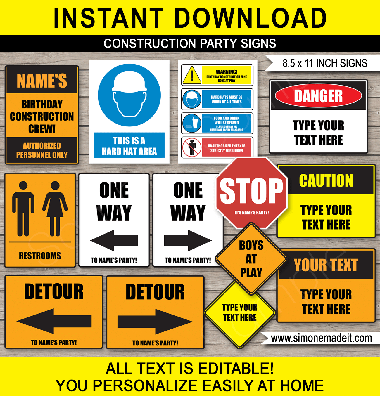 Construction Party Signs - 8.5X11 Inches (A4) for Free Printable Construction Signs
