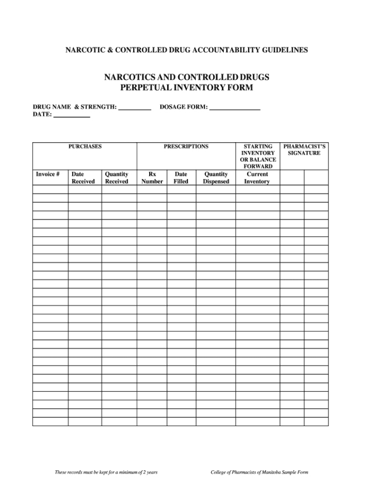 Free Printable Controlled Substance Log