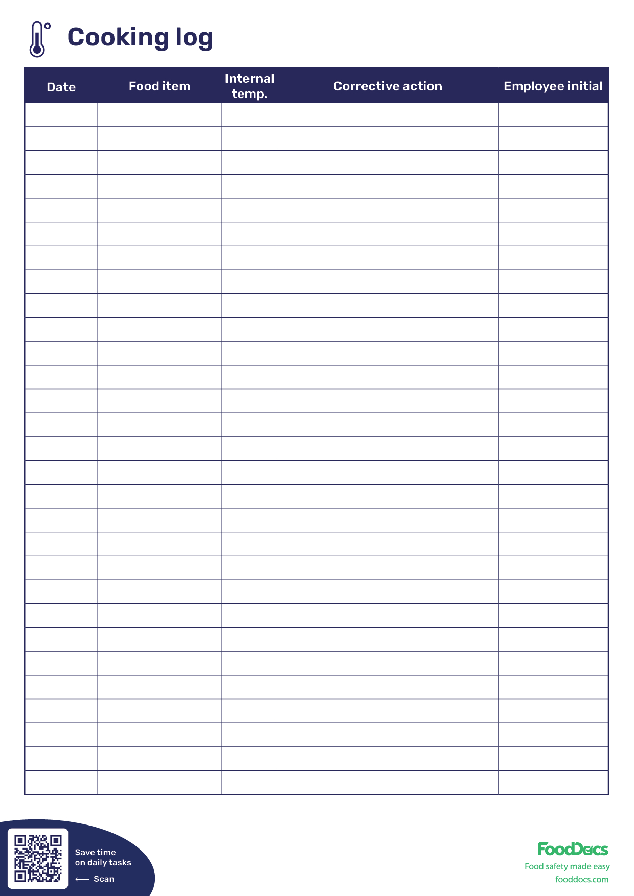 Cooking Log | Download Free Template regarding Free Temperature Log Template