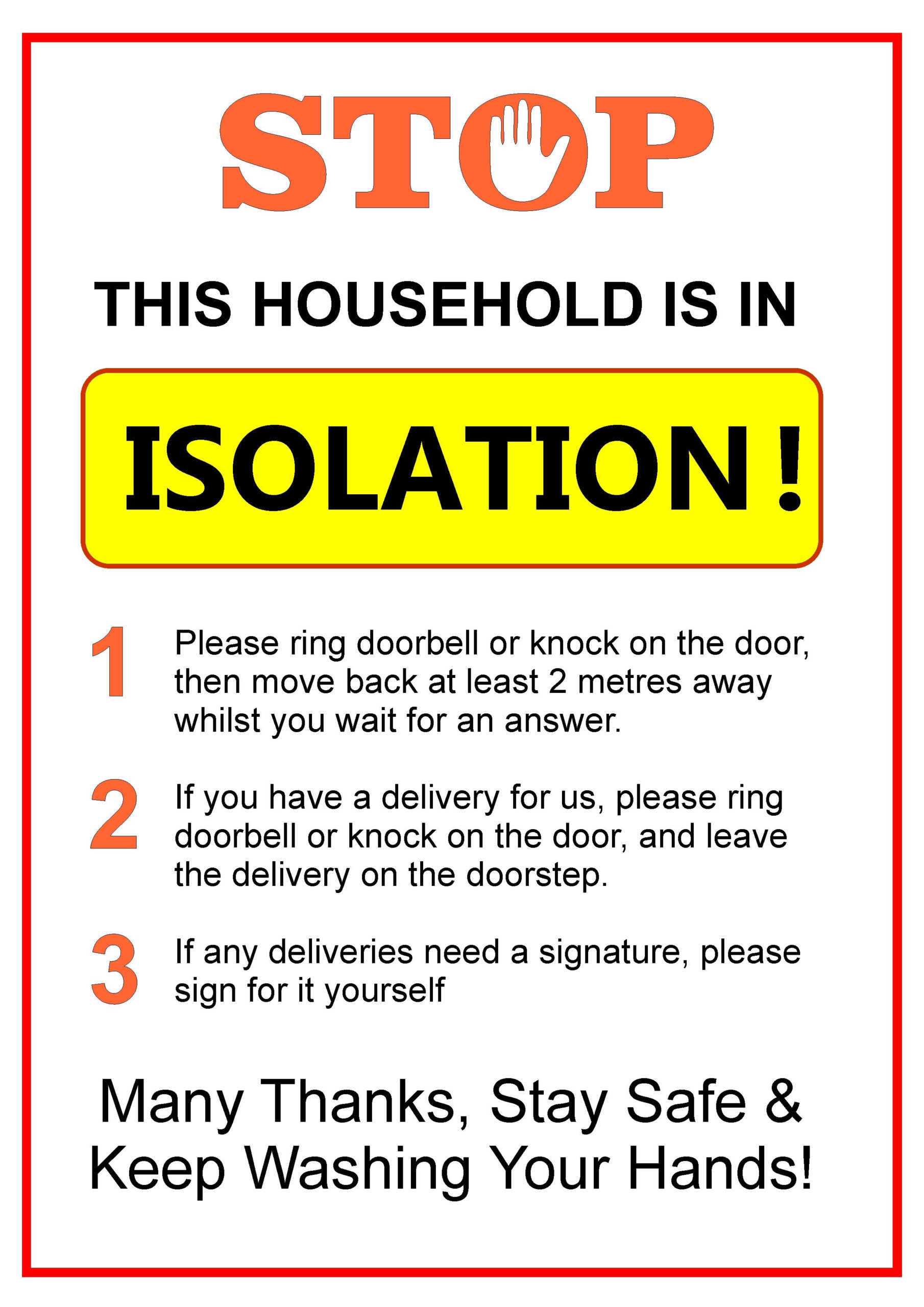 Covid-19-Free-Self-Isolation-Poster-To-Print-Out with Free Printable Isolation Signs