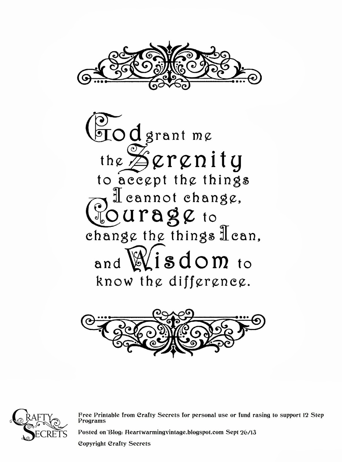 Crafty Secrets Heartwarming Vintage Ideas And Tips: Free Serenity throughout Free Serenity Prayer Printable