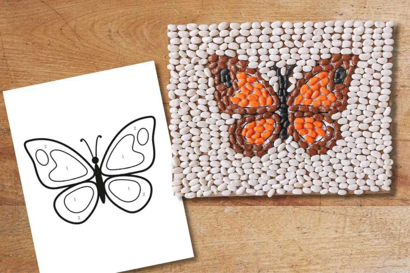 Create Bean Art With A Free Butterfly Mosaic Template regarding Free Mosaic Printables
