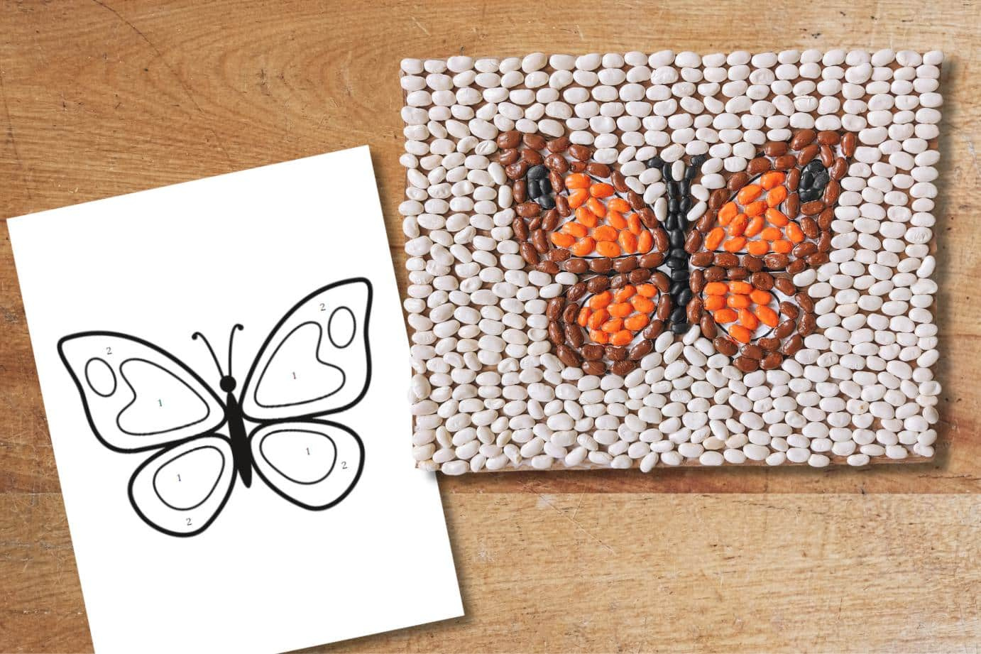 Create Bean Art With A Free Butterfly Mosaic Template with regard to Free Printable Mosaic Designs