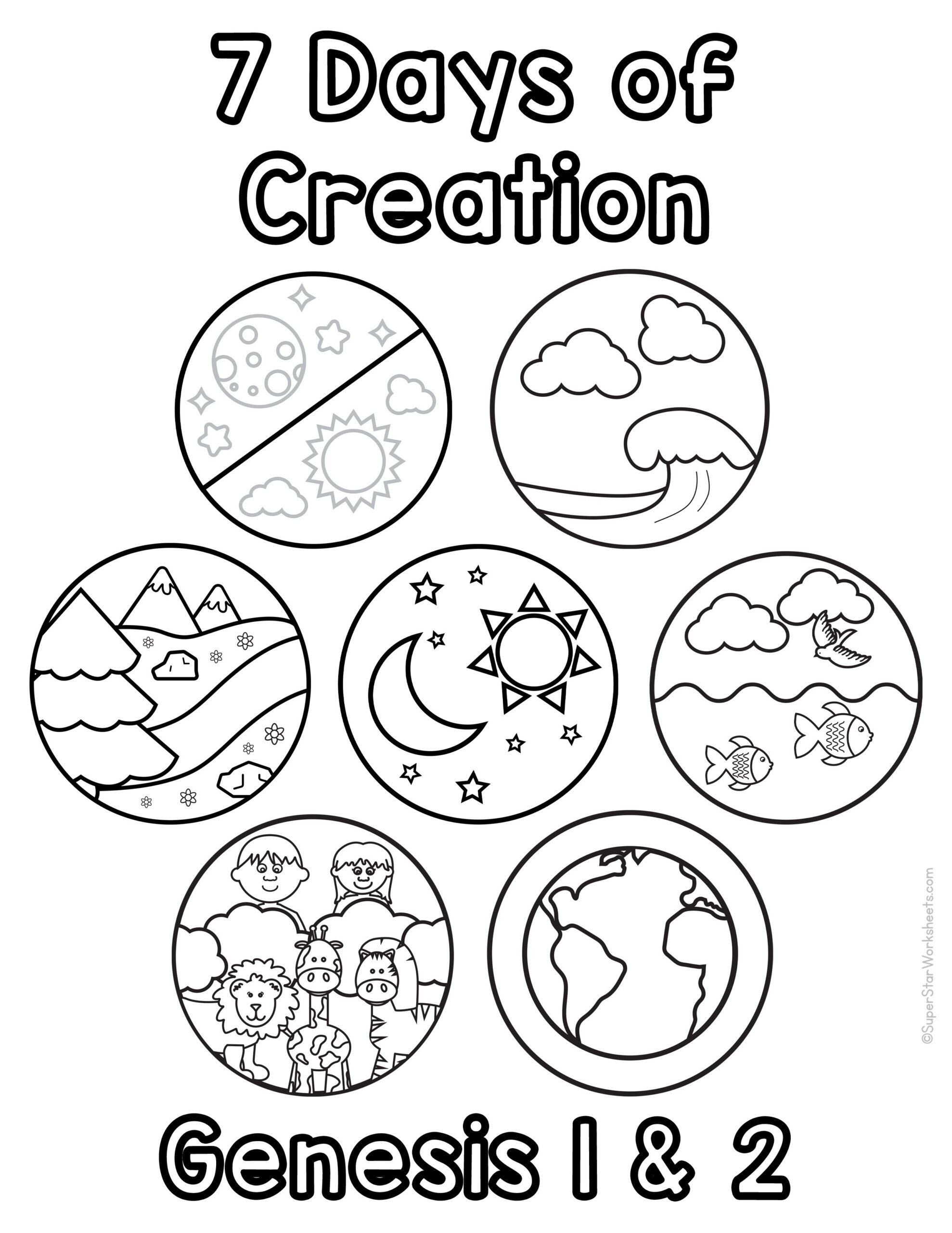 Creation Coloring Pages (Free Printables) - Superstar Worksheets regarding Days Of Creation Printables Free