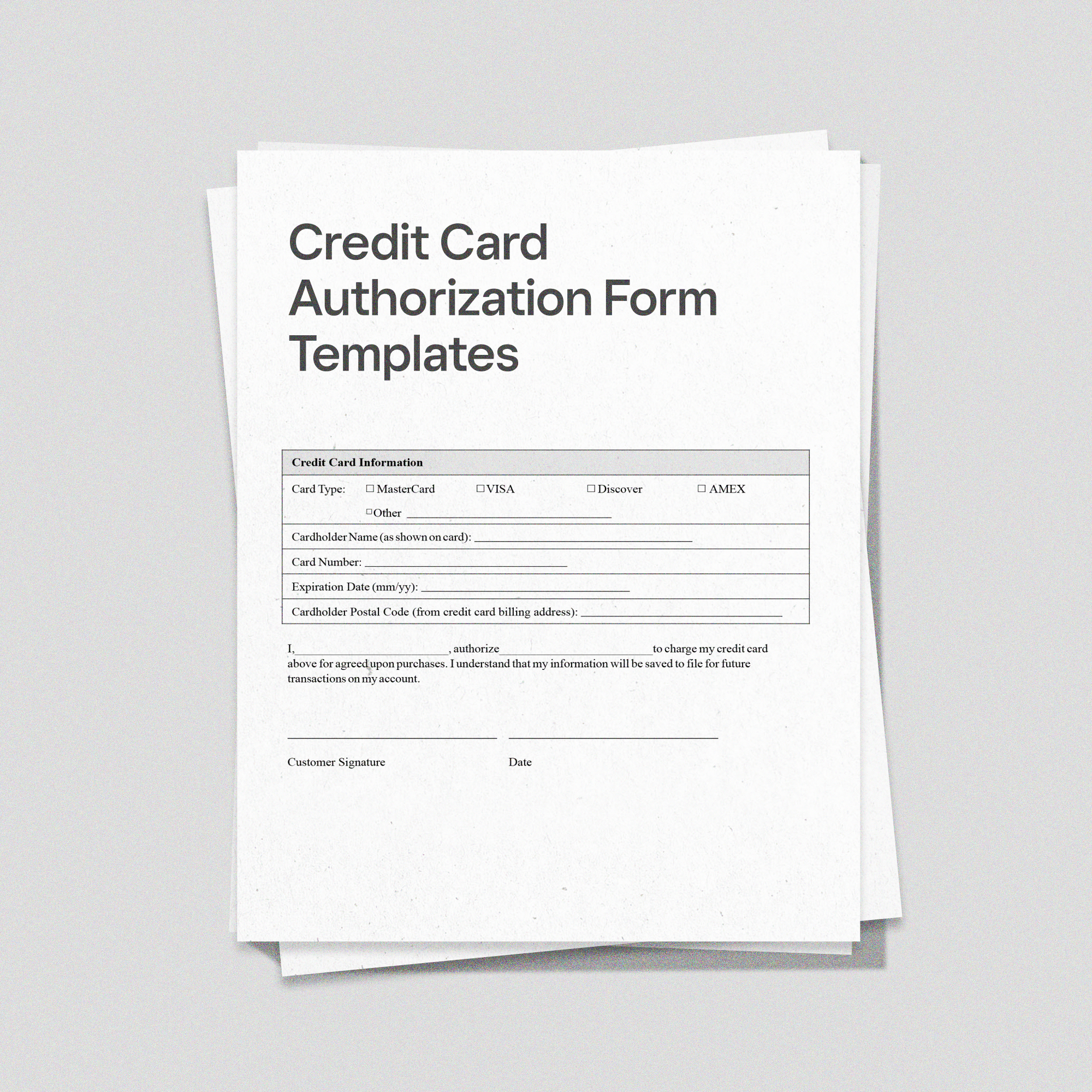 Credit Card Authorization Form Templates [Pdf] | Square for Free Standard Credit Application Template