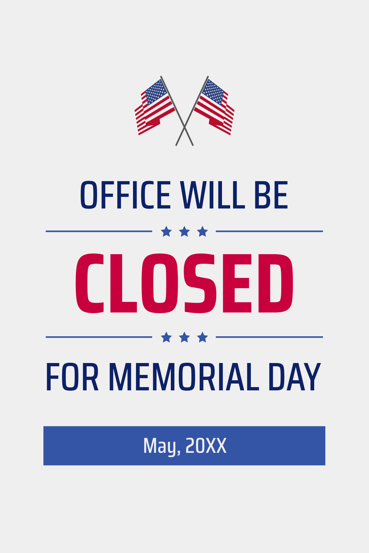 Crossed Us Flags Memorial Day Closed Sign Template | Square Signs with Free Closed For Memorial Day Printable Sign