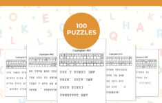 Cryptogram Puzzle Book | 100 Printable Cryptograms | Famous Quotes Brain  Teasers | Educational And Fun Logic Puzzles | Large Print pertaining to Printable Cryptogram