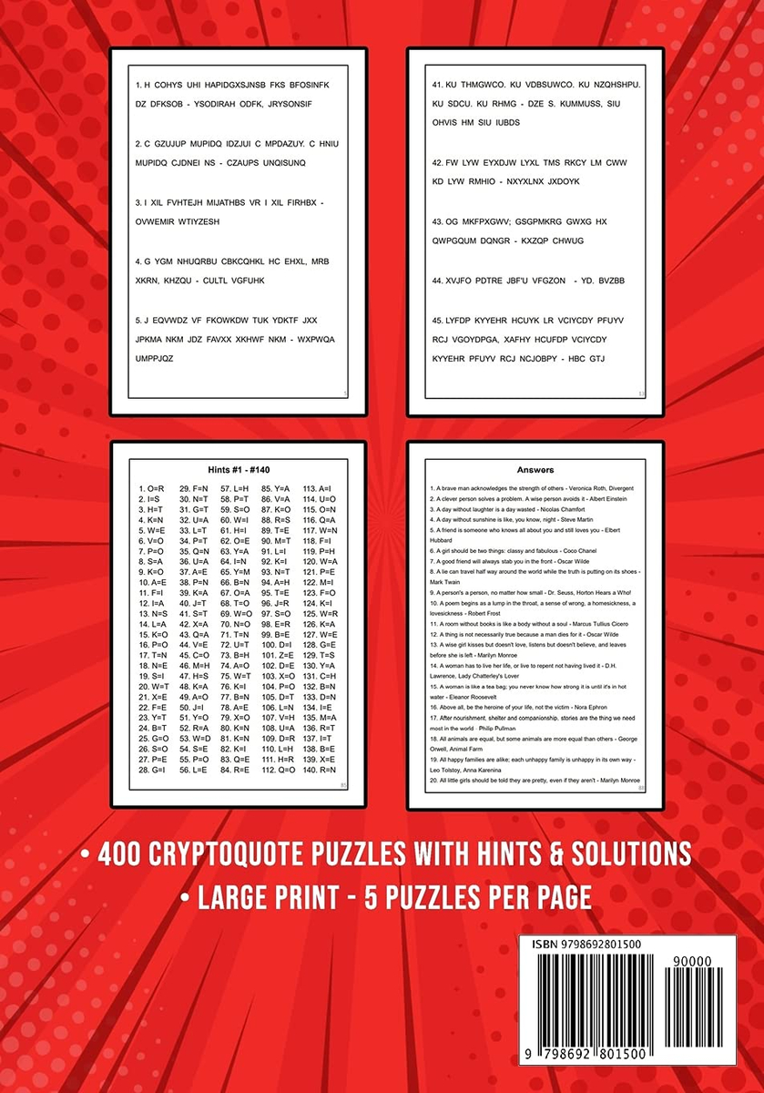 Cryptograms Puzzle Books For Adults: 400 Large Print Cryptoquotes within Post Dispatch Cryptoquips Free Printable Puzzles