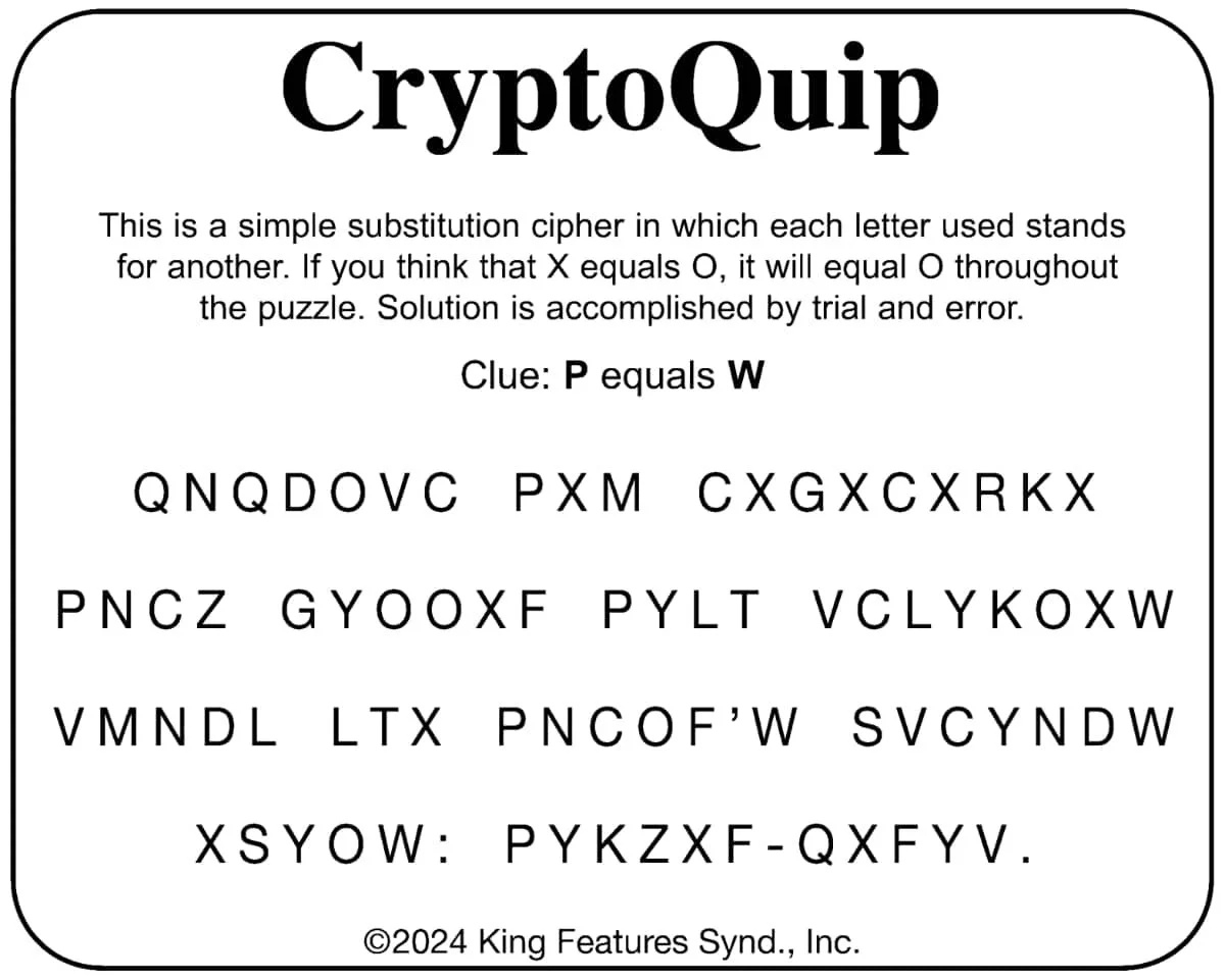 Cryptoquip: Apr 25 — Your West Central Voice pertaining to Printable Cryptoquips