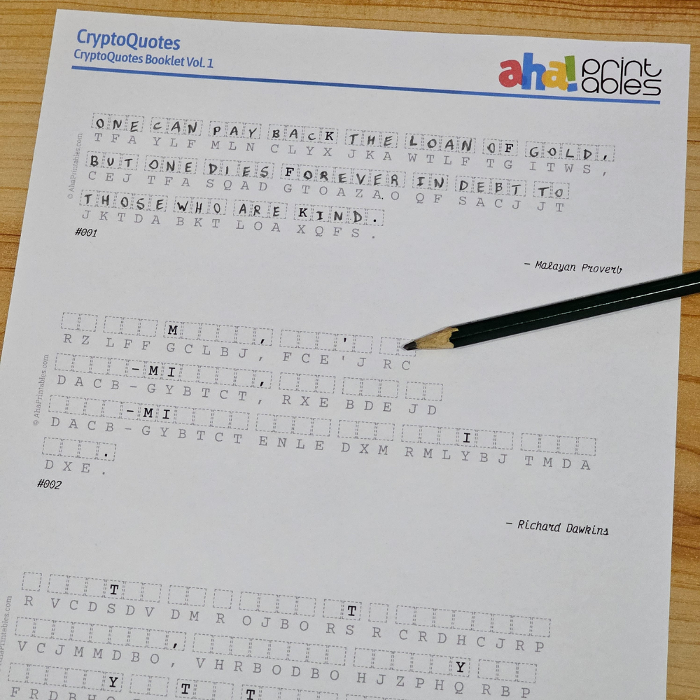 Cryptoquotes – Aha! Printables in Printable Cryptoquips