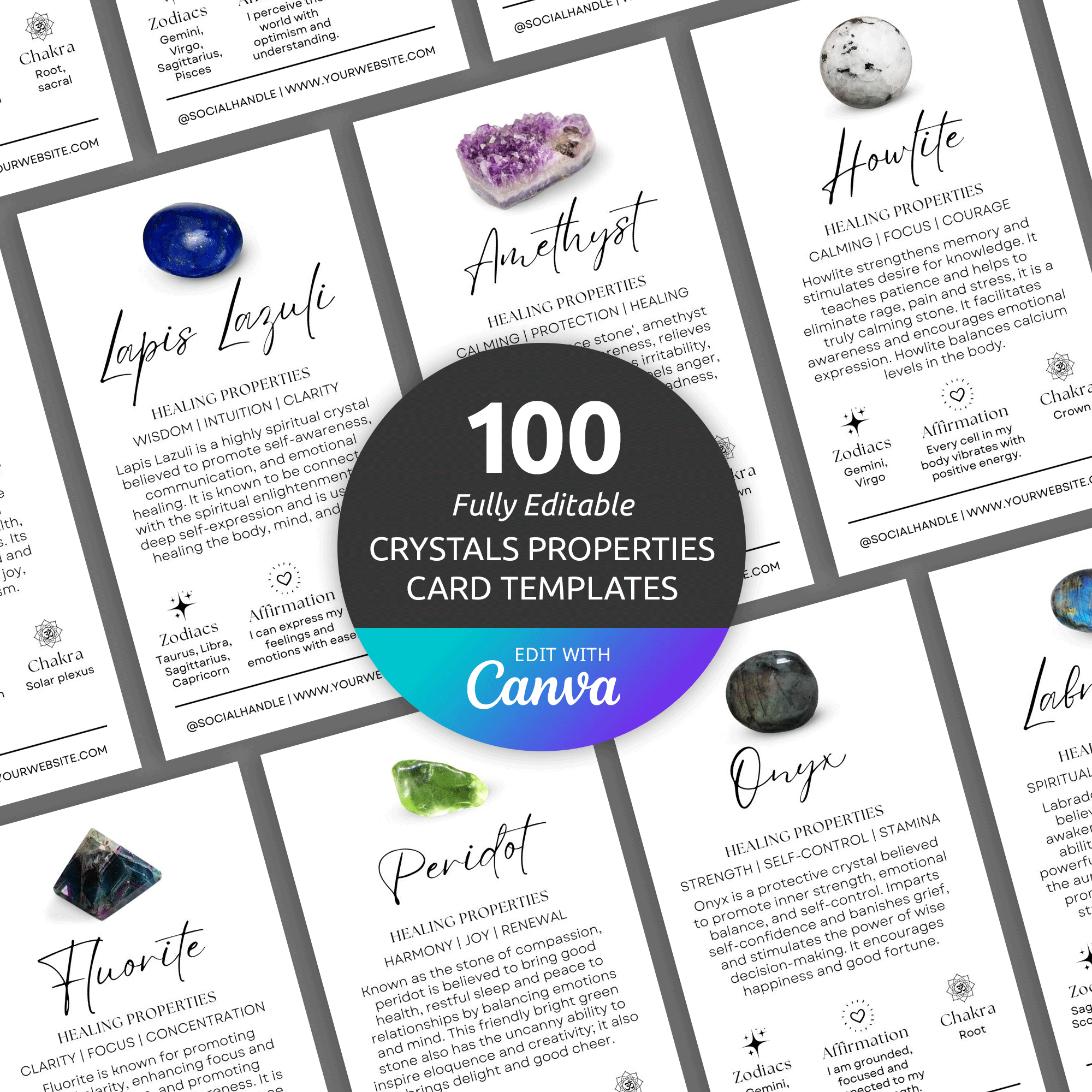 crystals healing properties canva template affirmation cards regarding free printable crystal meanings Crystals Healing Properties Canva Template: Affirmation Cards regarding Free Printable Crystal Meanings