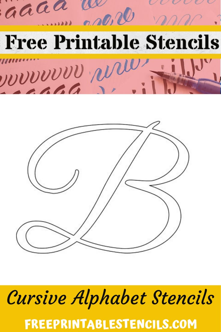 Cursive Letter Stencils Free Printable with Free Printable Cursive Letter Stencils