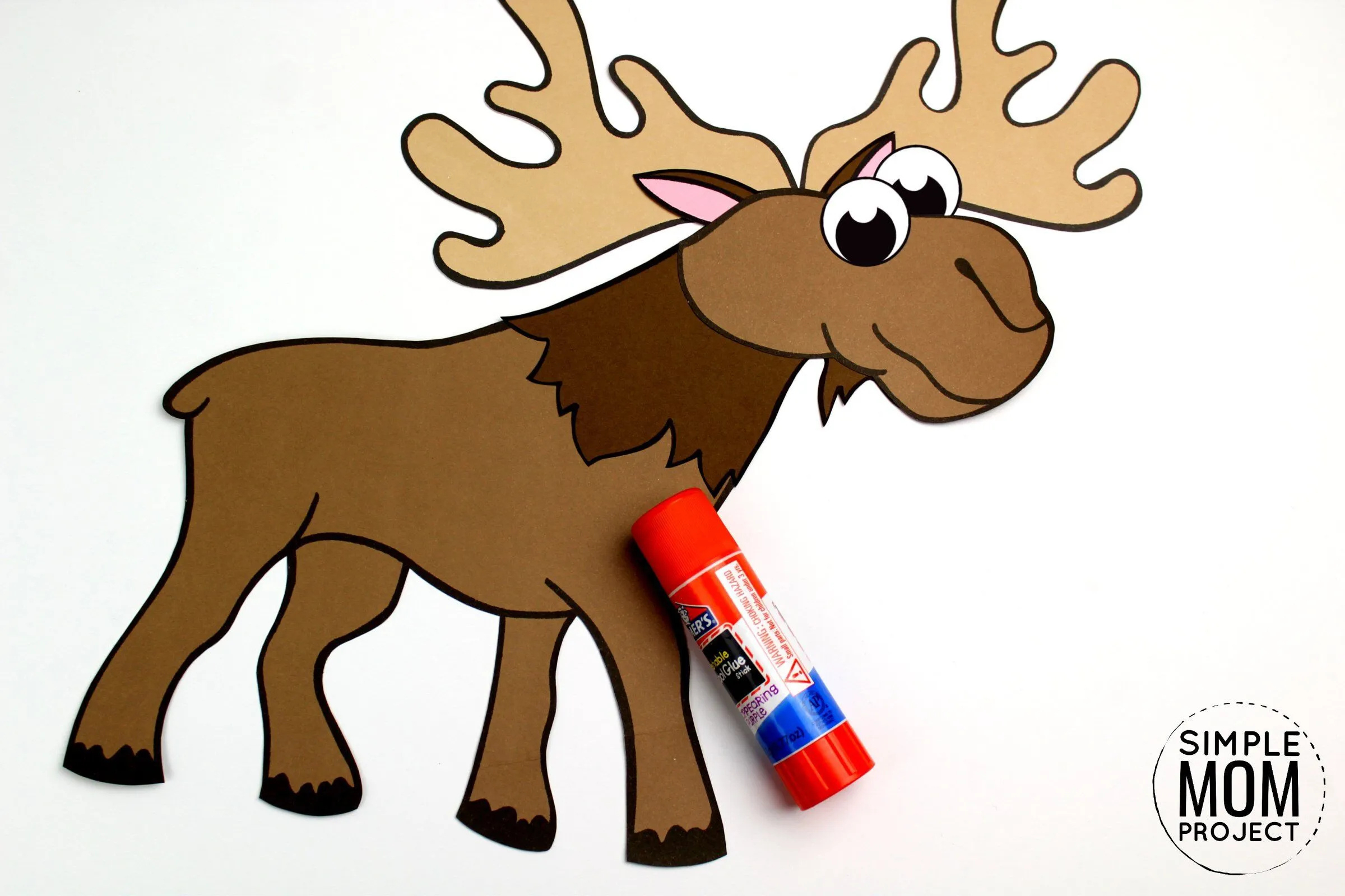 Cut And Paste Moose Craft For Kids With Free Template – Simple Mom regarding Moose Templates Free