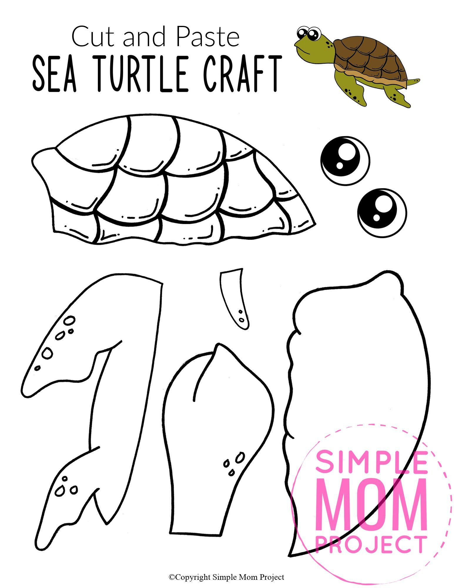 Cut And Paste Sea Turtle Craft For Kids With Free Template for Free Printable Sea Turtle Template
