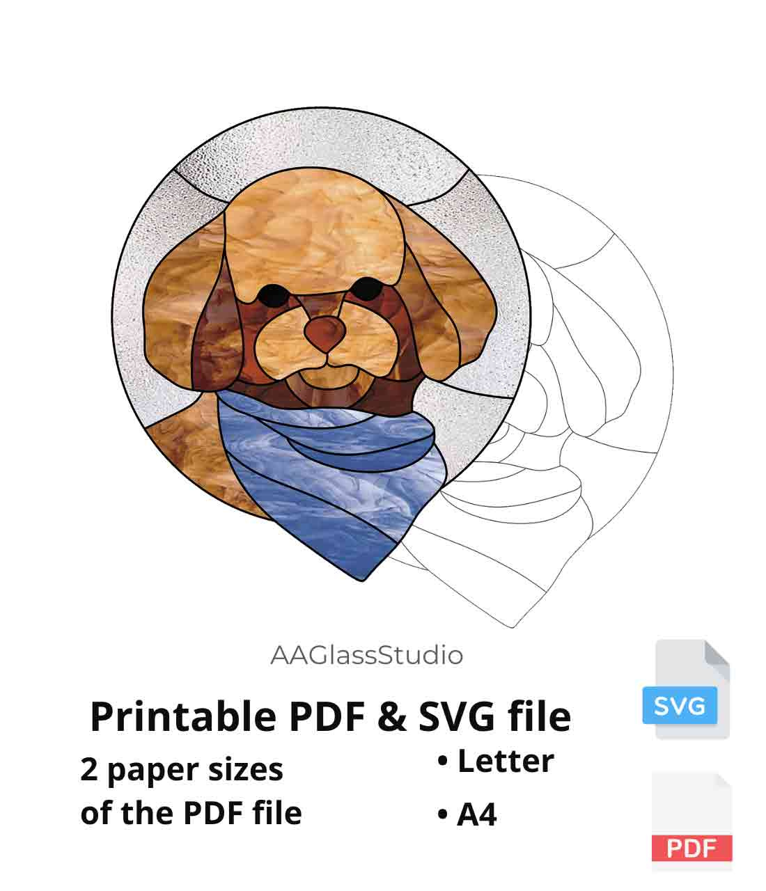 Cute Toy Poodle Portrait - Stained Glass Dog Pattern - Aaglassstudio with regard to Free Printable Poodle Patterns