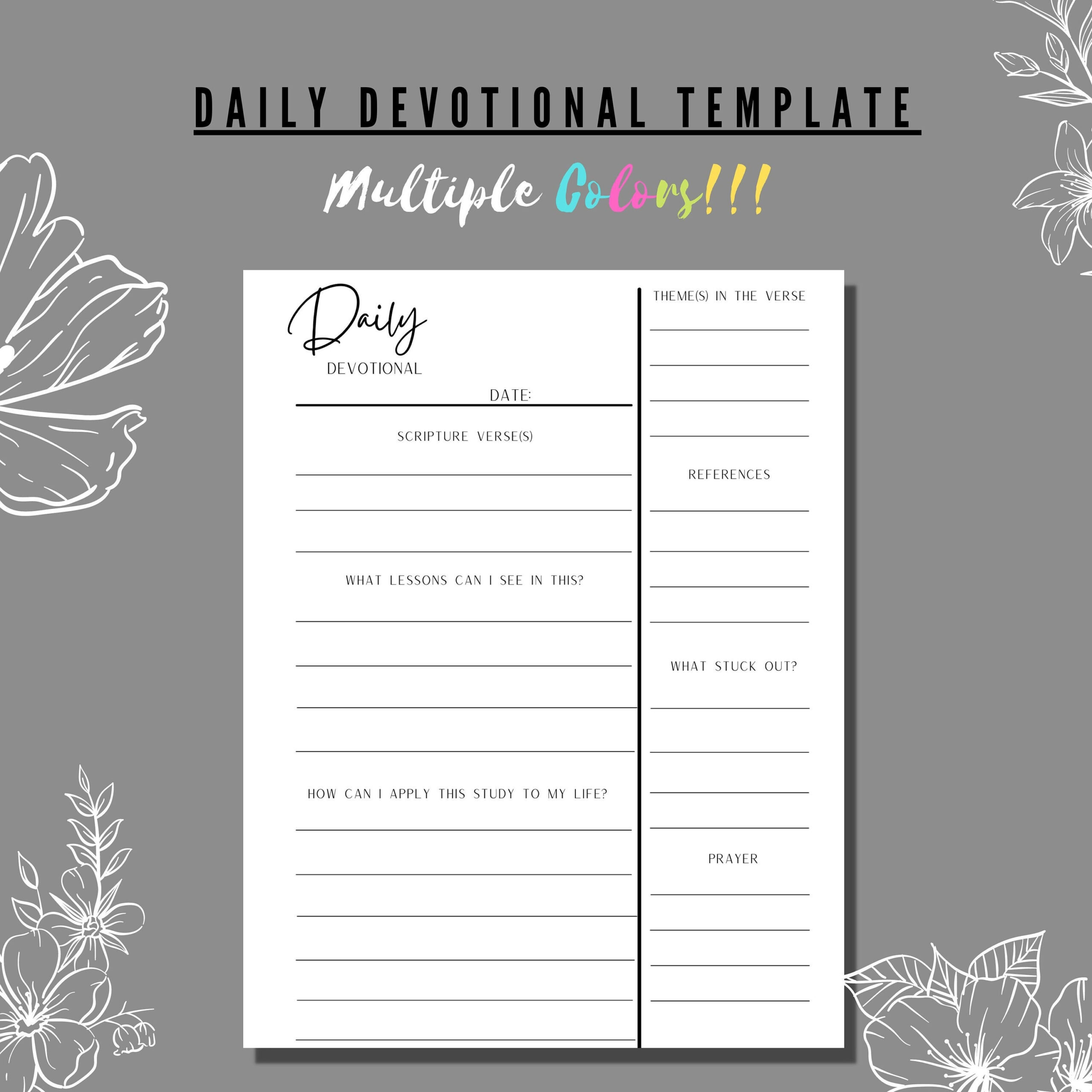 Daily Devotional Template Printable | Multicolor Bundle | Pdf 8.5 inside Free Printable Daily Devotions