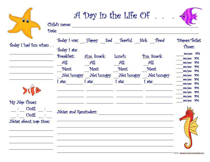 Free Preschool Daily Report Printable Free Preschool Daily Report Printable