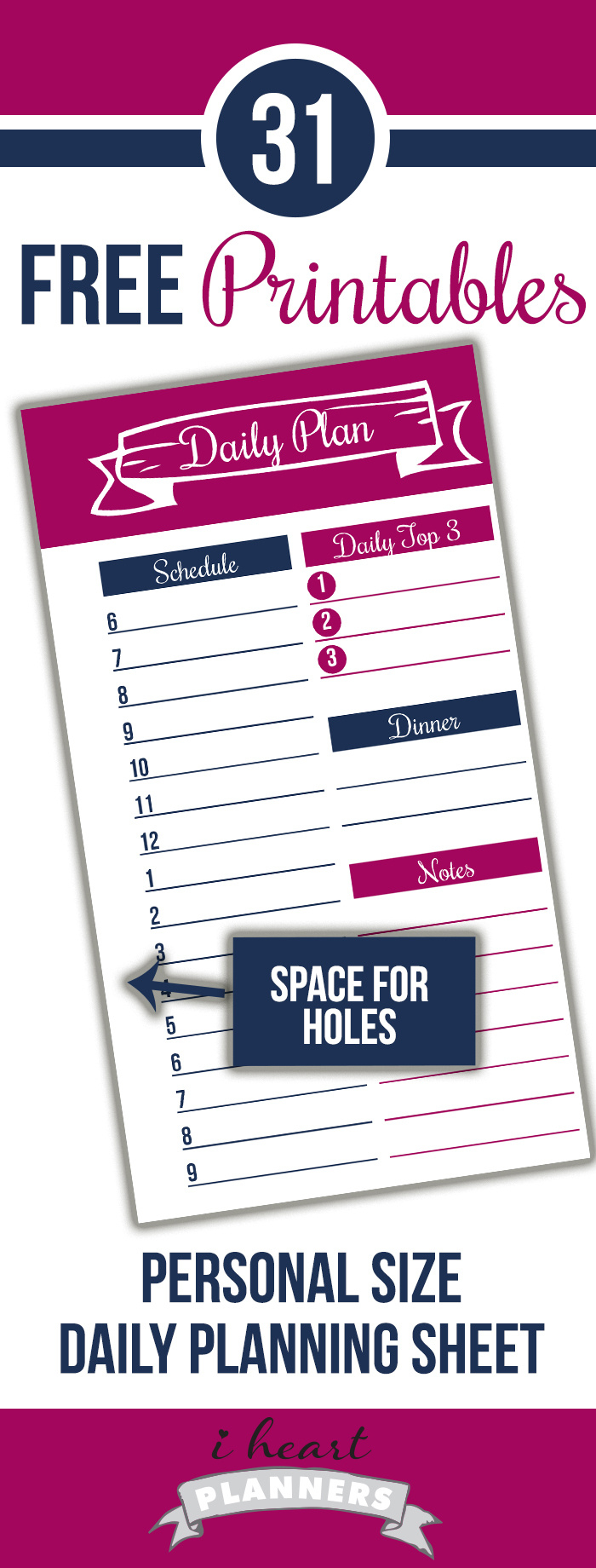 Day 10: Personal Size Daily Planning Sheet - Get Organized Hq with regard to Filofax Personal Size Free Printables