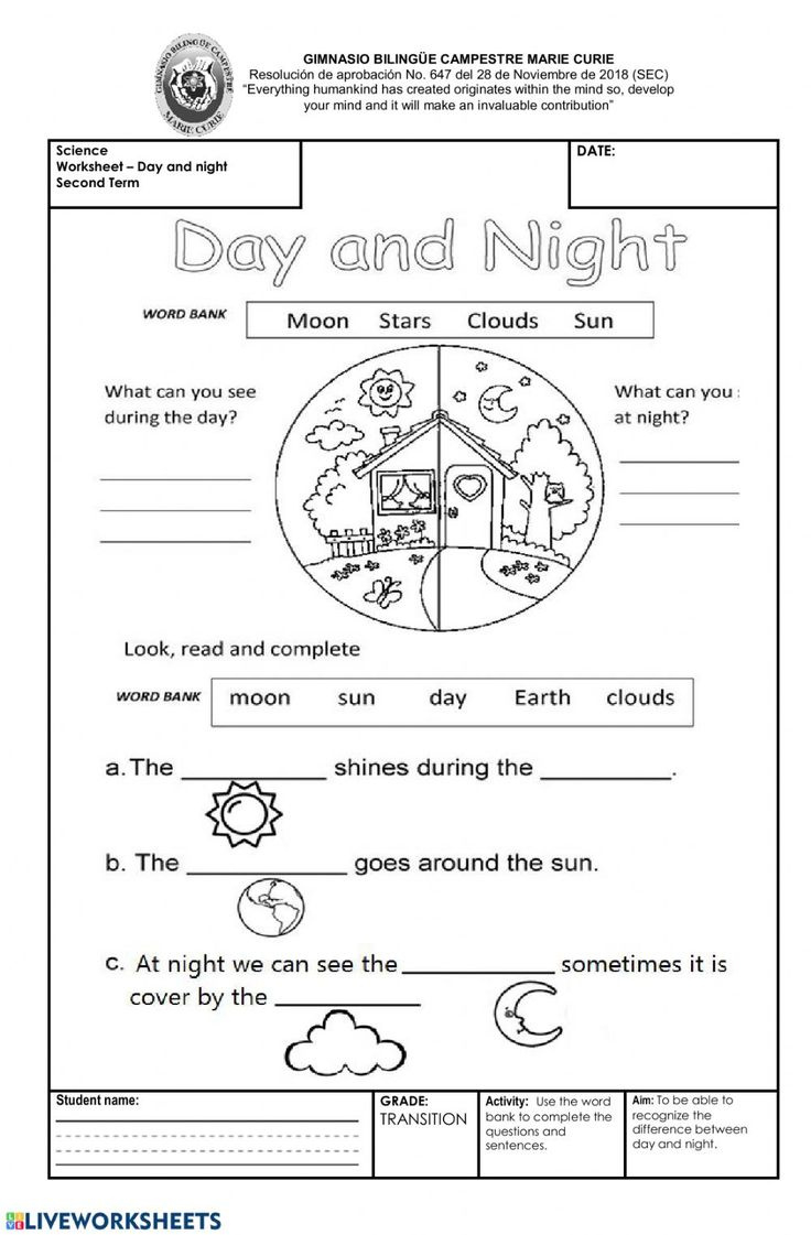Day And Night Worksheet pertaining to Free Printable Day and Night Worksheets