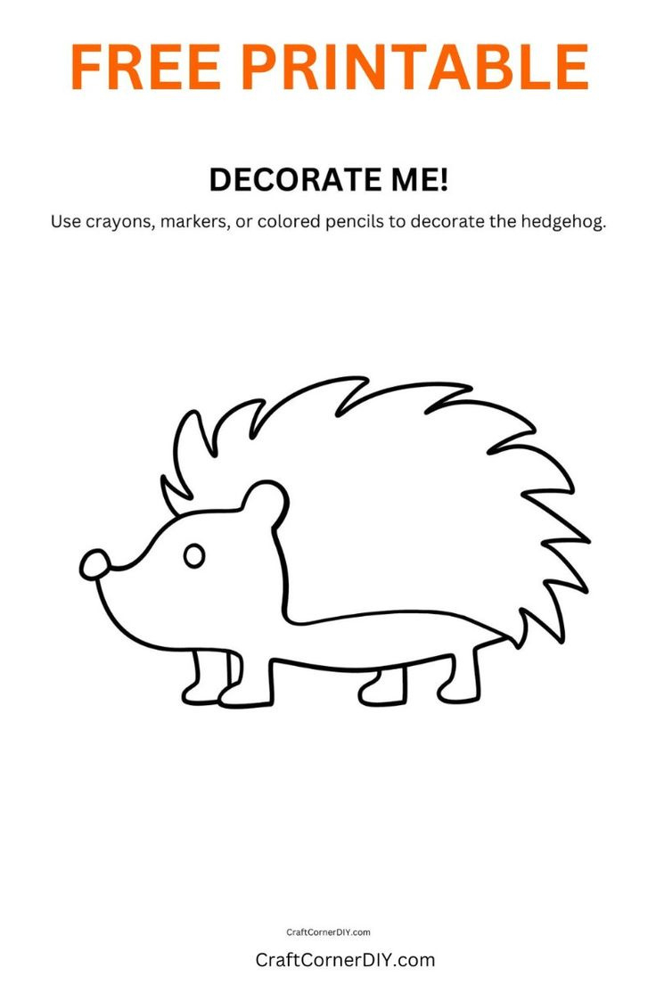 Decorate The Hedgehog Craft: Free Printable Hedgehog Template for Free Printable Hedgehog Template