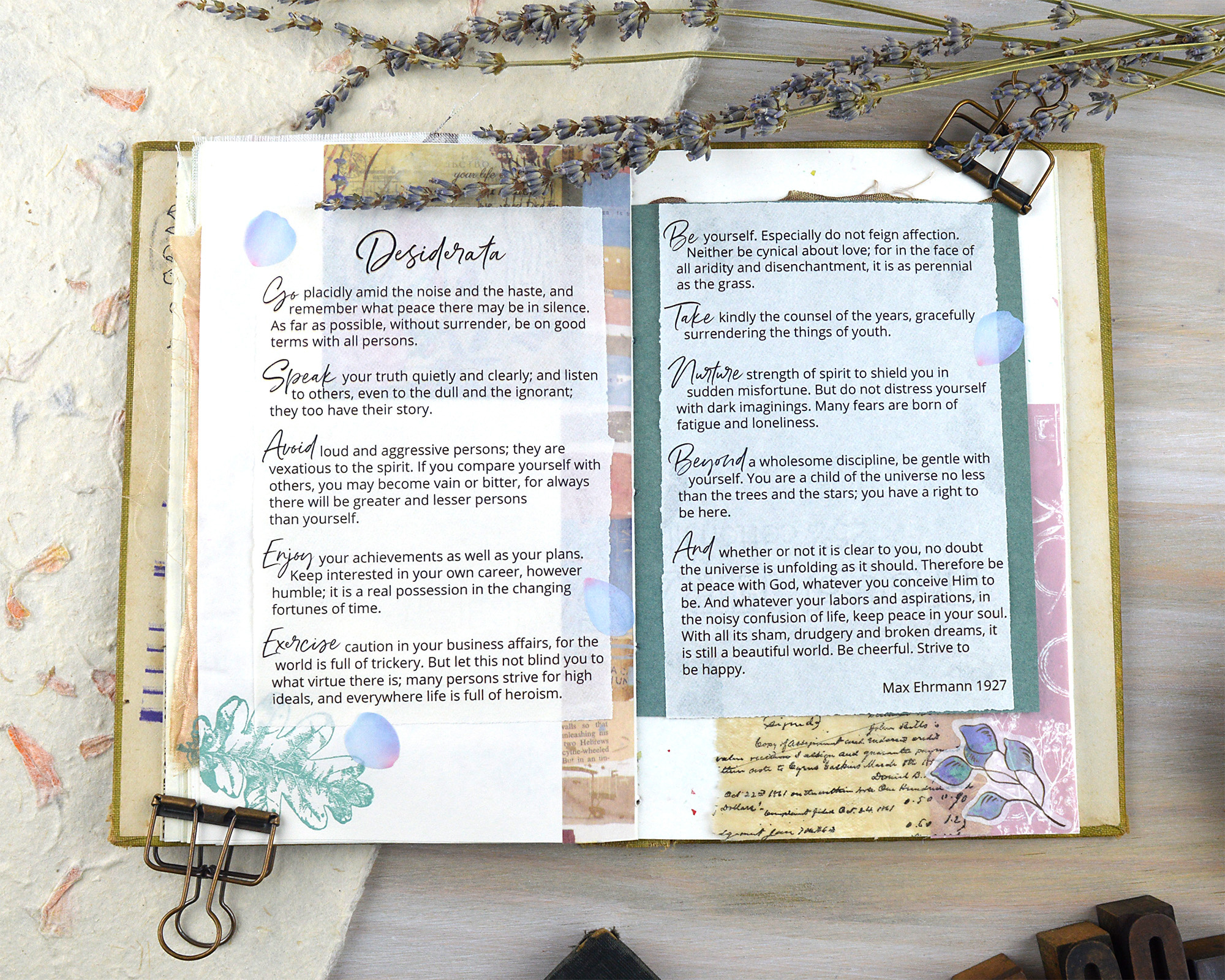 Desiderata - Free Printable Poem For Your Journal Pages for Desiderata Free Printable Copy
