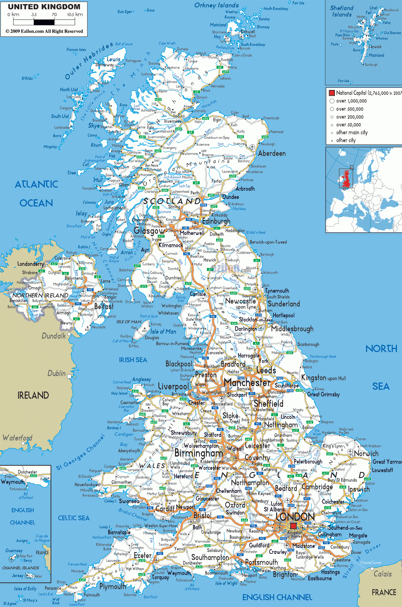 Detailed Large Road Map Of United Kingdom - Ezilon Maps intended for Free Printable Map Of Great Britain